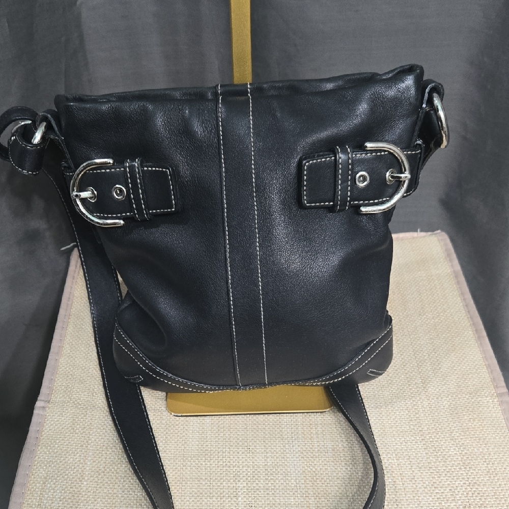 Coach Black Leather Crossbody Bag with Silver Hardware